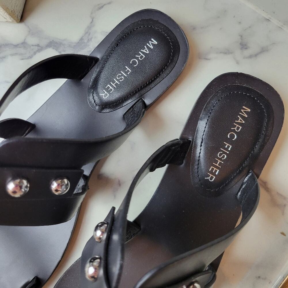 🚨NEW MARC FISHER Burlina Black Studded Slide Sandal Size 8 - Picture 5 of 10